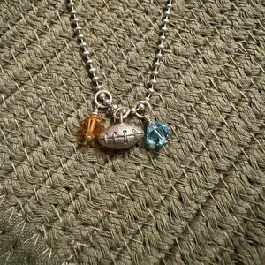 Jewel Kade Football Necklace with Gold and Blue Charms